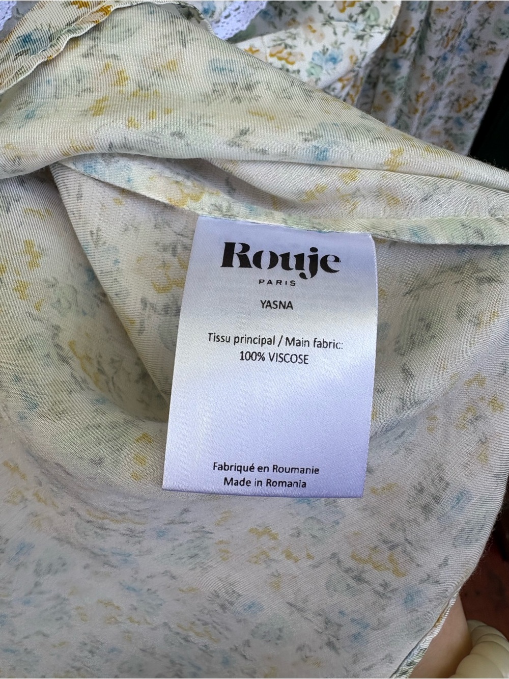 Rouje Paris YASNA Floral Blouse Top Size 36 (US 4/S) 100% Viscose Lace Collar - Picture 4 of 6